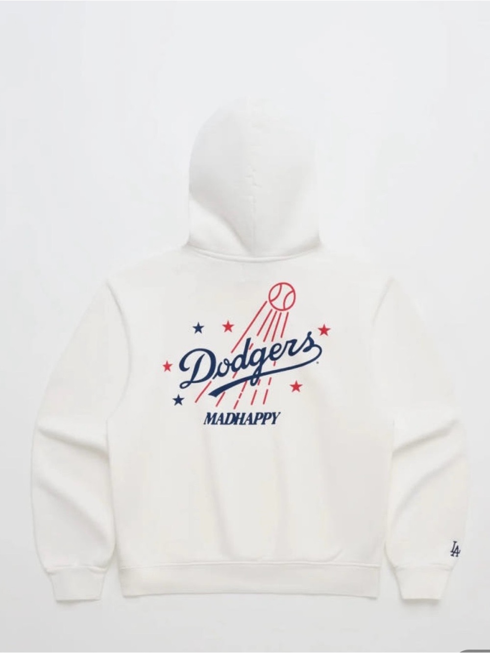 Madhappy White Hoodie with Red & Navy Dodgers Graphic
